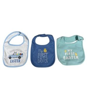 Hudson Baby Carter's My First Easter Bibs Set of 3 Blue Teal White One Size